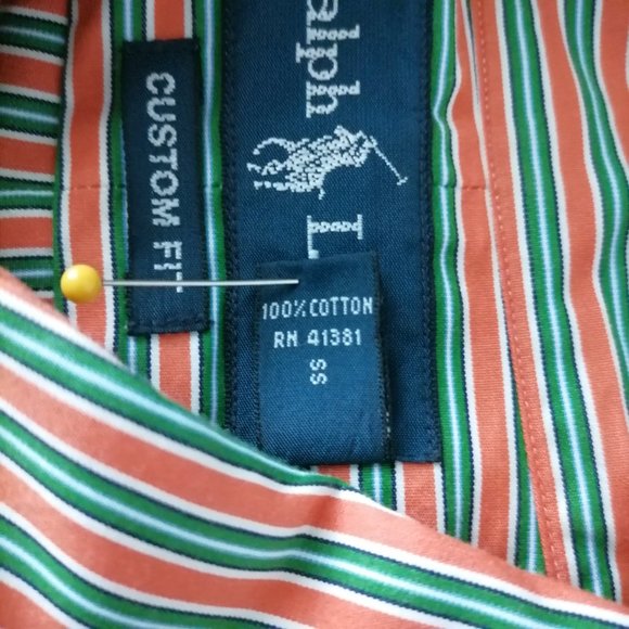 Ralph Lauren Mens Pink Collared High Low Striped Button Down Shirt Size L - Picture 7 of 7